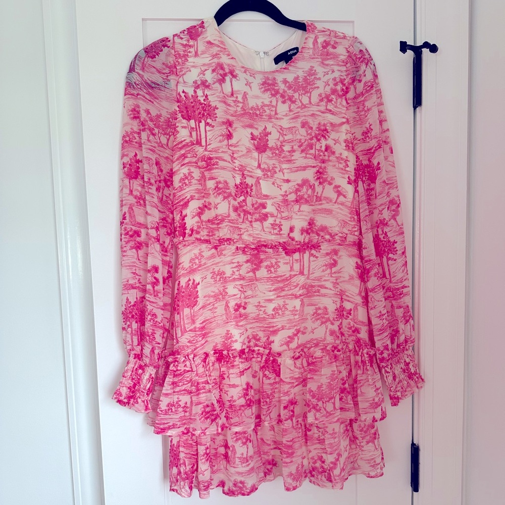 Aqua dress hot pink and white